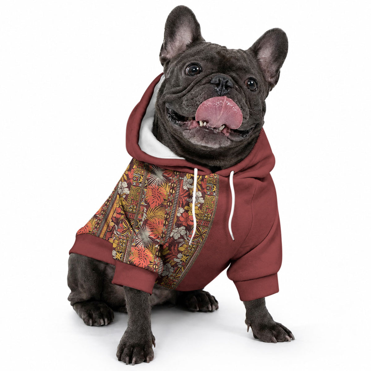 Hawaiian Tribal Elements Hibiscus Pet Hoodie Red Pattern LT9 - Polynesian Pride
