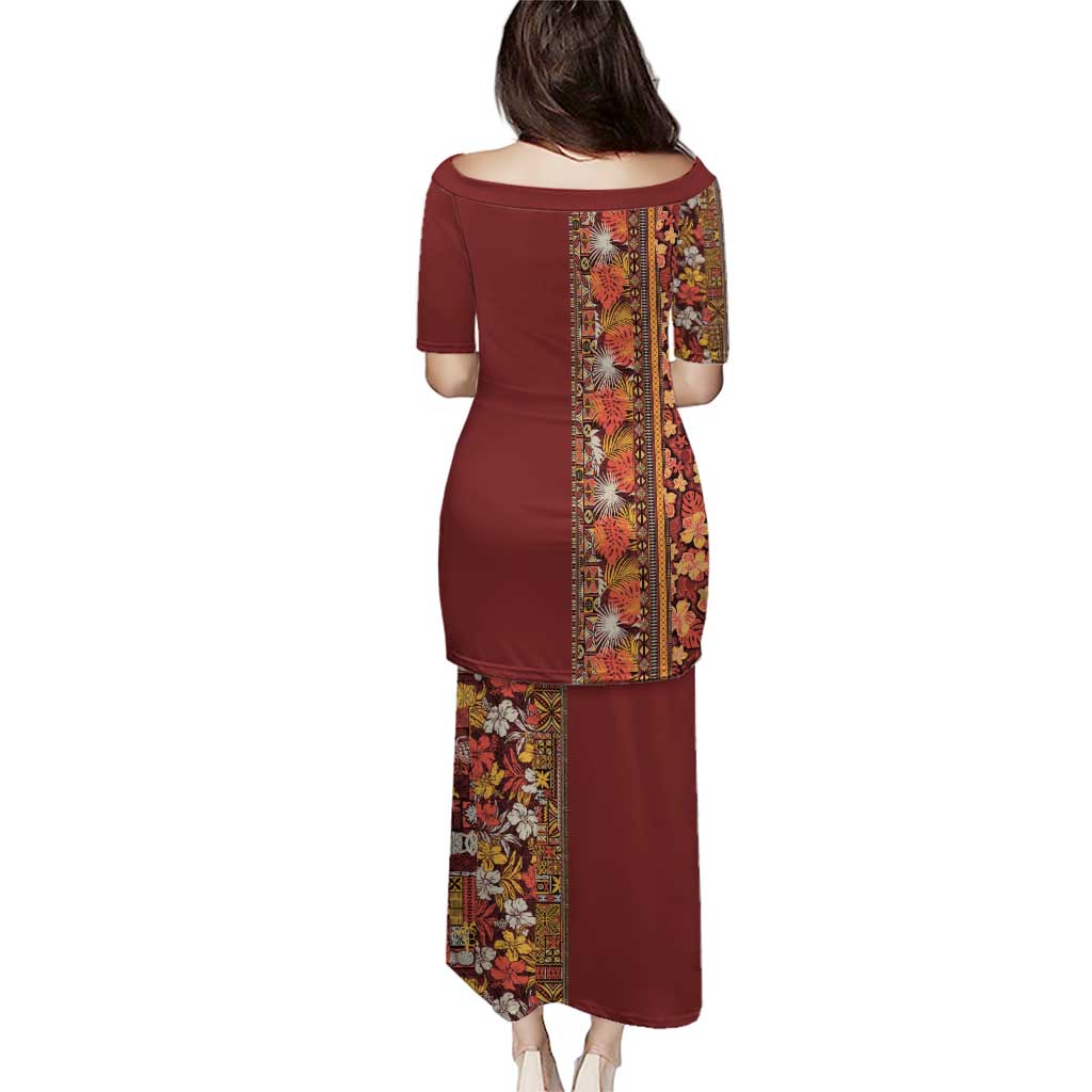 Hawaiian Tribal Elements Hibiscus Puletasi Red Pattern LT9 - Polynesian Pride