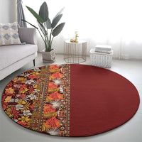 Hawaiian Tribal Elements Hibiscus Round Carpet Red Pattern LT9 - Polynesian Pride