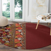 Hawaiian Tribal Elements Hibiscus Round Carpet Red Pattern LT9 - Polynesian Pride