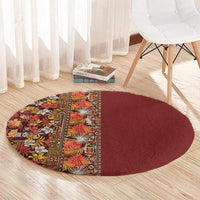 Hawaiian Tribal Elements Hibiscus Round Carpet Red Pattern LT9 - Polynesian Pride