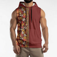Hawaiian Tribal Elements Hibiscus Sleeveless Hoodie Red Pattern LT9 - Polynesian Pride