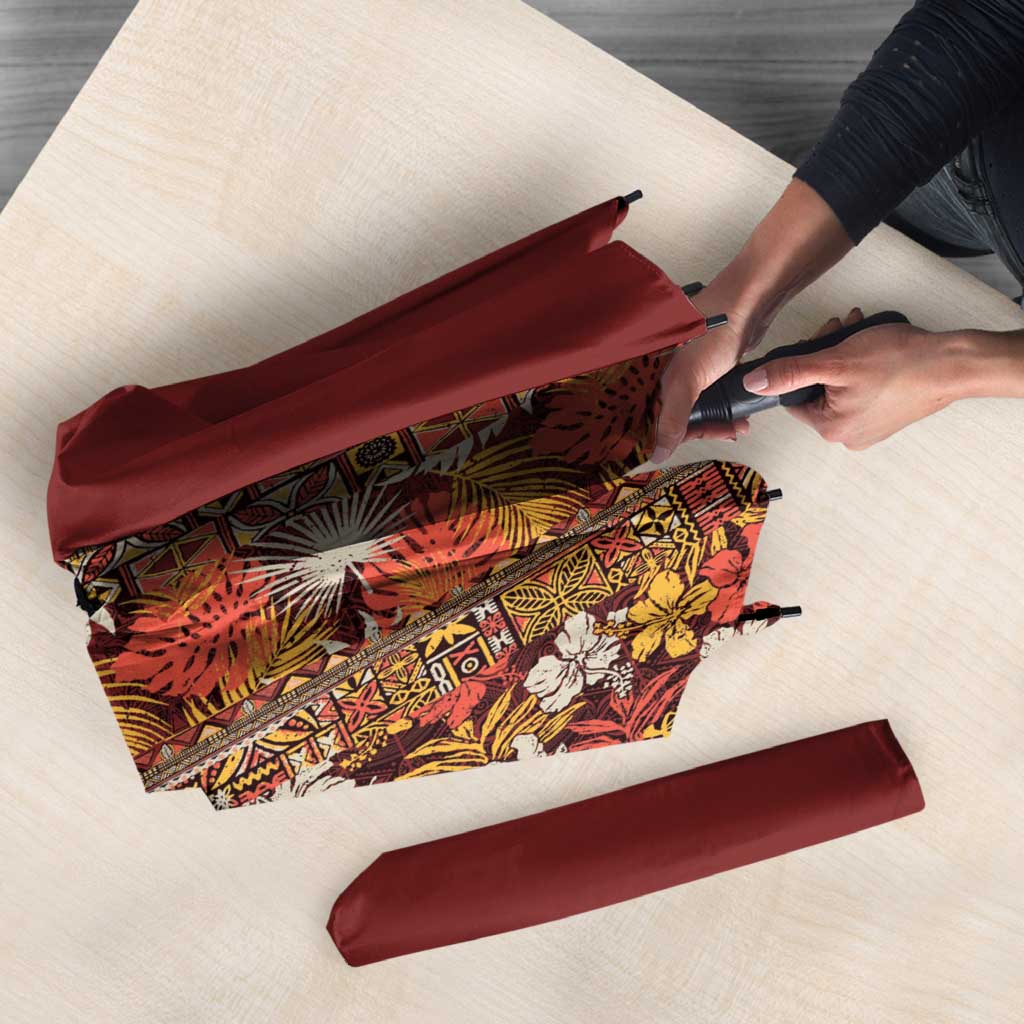 Hawaiian Tribal Elements Hibiscus Umbrella Red Pattern LT9 - Polynesian Pride