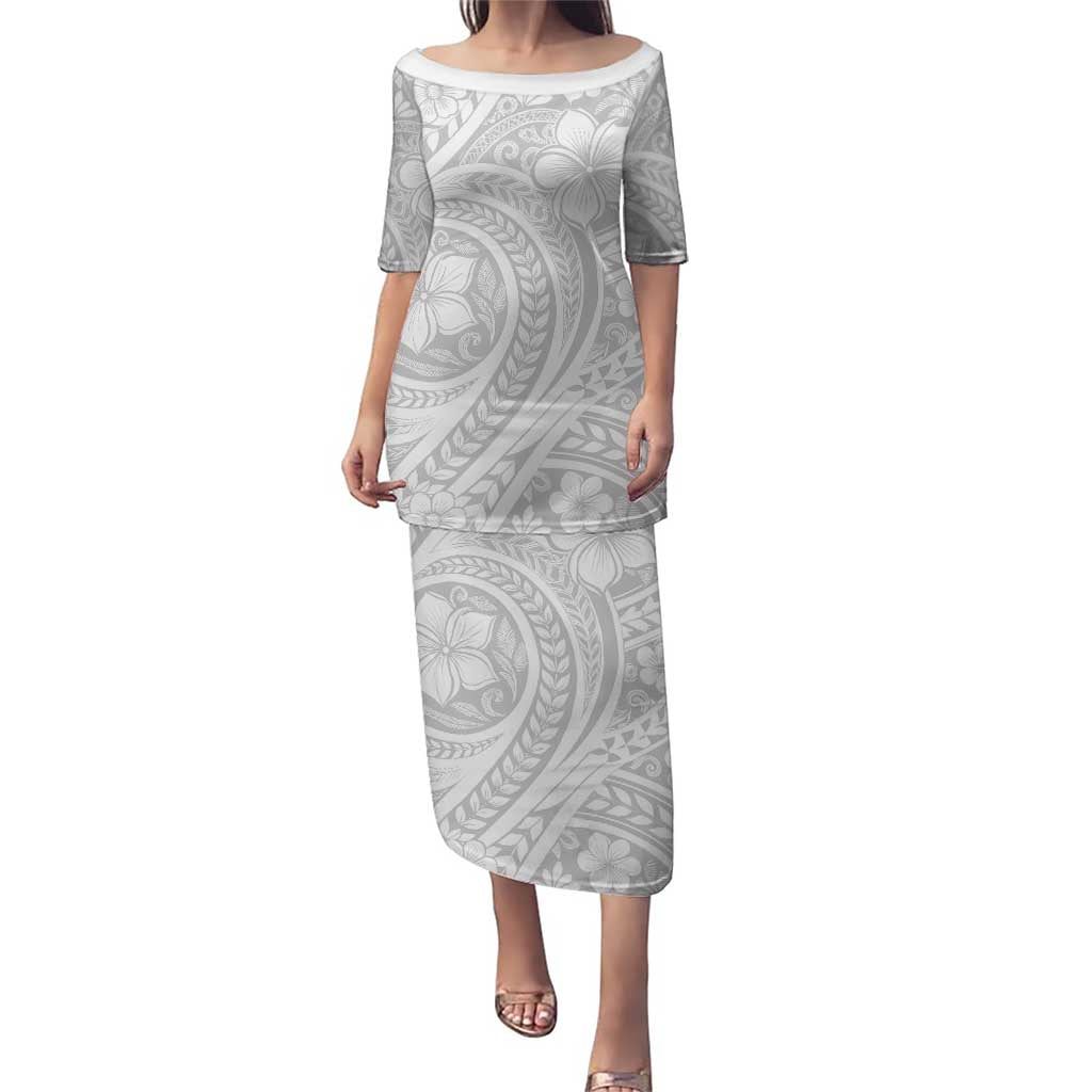 Lotu Tamaiti Samoan Polynesian Tribal Puletasi LT9 Long Dress White - Polynesian Pride
