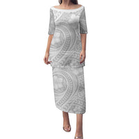 Lotu Tamaiti Samoan Polynesian Tribal Puletasi LT9 Long Dress White - Polynesian Pride
