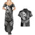 Polynesia Couples Matching Summer Maxi Dress and Hawaiian Shirt Whale Tale and Polynesian Sunset Plumeria Black LT9 - Polynesian Pride