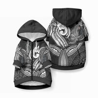 Whale Tale and Polynesian Sunset Plumeria Black Pet Hoodie LT9 Zip-up Black - Polynesian Pride