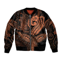 Polynesia Bomber Jacket Whale Tale and Polynesian Sunset Plumeria Gold LT9 Unisex Gold - Polynesian Pride
