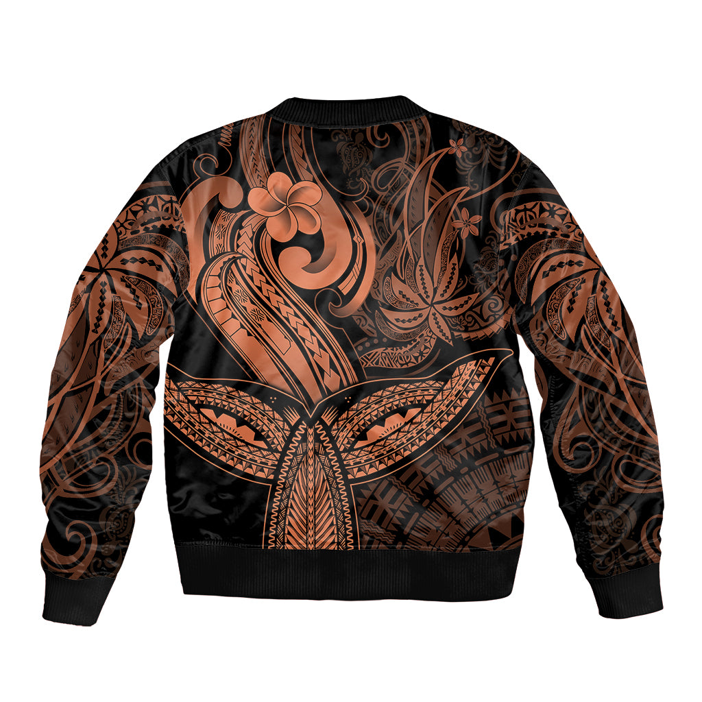 Polynesia Bomber Jacket Whale Tale and Polynesian Sunset Plumeria Gold LT9 - Polynesian Pride