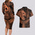 Polynesia Couples Matching Long Sleeve Bodycon Dress and Hawaiian Shirt Whale Tale and Polynesian Sunset Plumeria Gold LT9 - Polynesian Pride