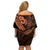 Polynesia Off Shoulder Short Dress Whale Tale and Polynesian Sunset Plumeria Gold LT9 - Polynesian Pride