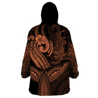 Polynesia Wearable Blanket Hoodie Whale Tale and Polynesian Sunset Plumeria Gold LT9 - Polynesian Pride