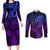 Polynesia Couples Matching Long Sleeve Bodycon Dress and Long Sleeve Button Shirts Whale Tale and Polynesian Sunset Plumeria Purple LT9 Purple - Polynesian Pride