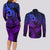 Polynesia Couples Matching Long Sleeve Bodycon Dress and Long Sleeve Button Shirts Whale Tale and Polynesian Sunset Plumeria Purple LT9 - Polynesian Pride