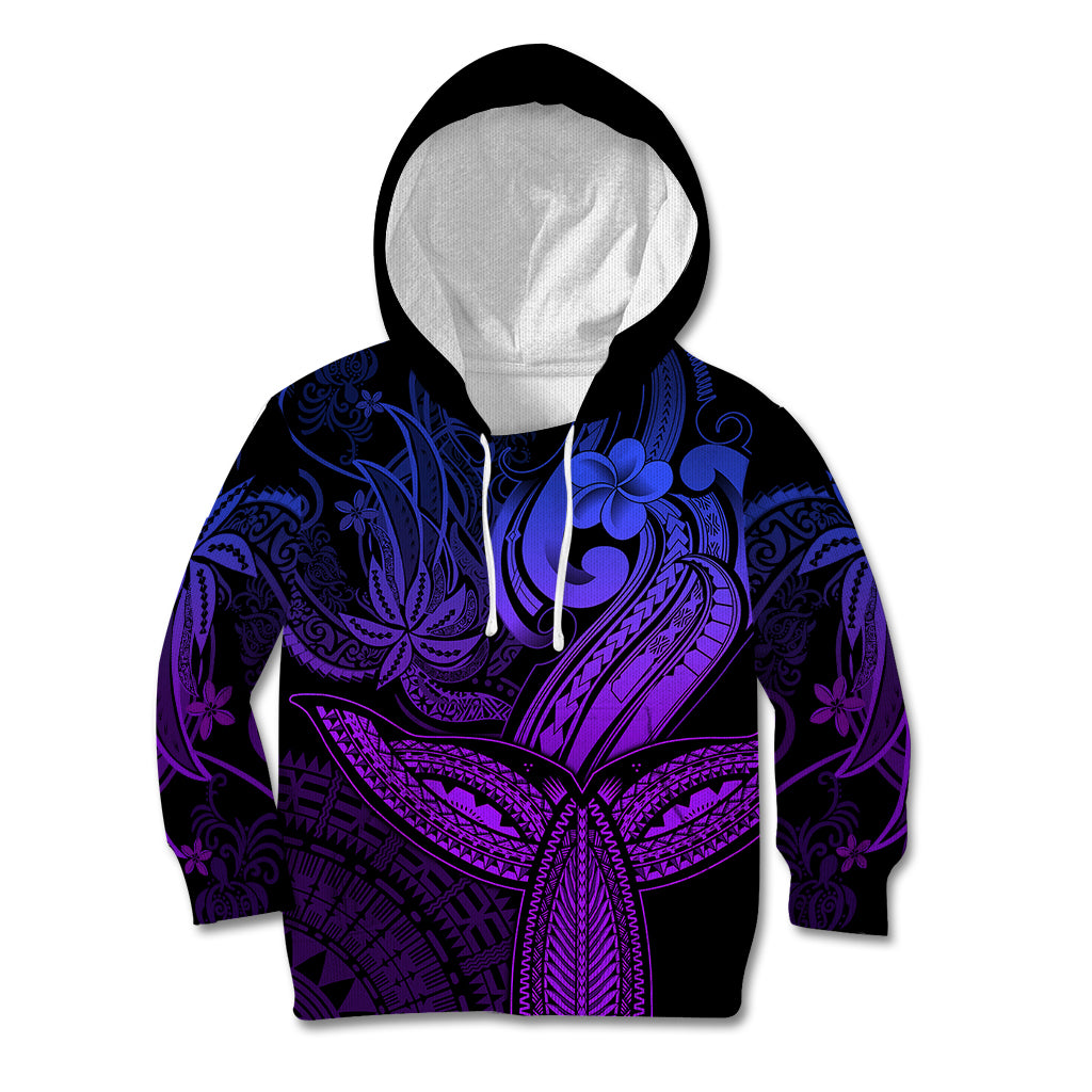 Polynesia Kid Hoodie Whale Tale and Polynesian Sunset Plumeria Purple LT9 Hoodie Purple - Polynesian Pride