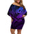 Polynesia Off Shoulder Short Dress Whale Tale and Polynesian Sunset Plumeria Purple LT9 Women Purple - Polynesian Pride