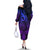 Polynesia Off The Shoulder Long Sleeve Dress Whale Tale and Polynesian Sunset Plumeria Purple LT9 - Polynesian Pride