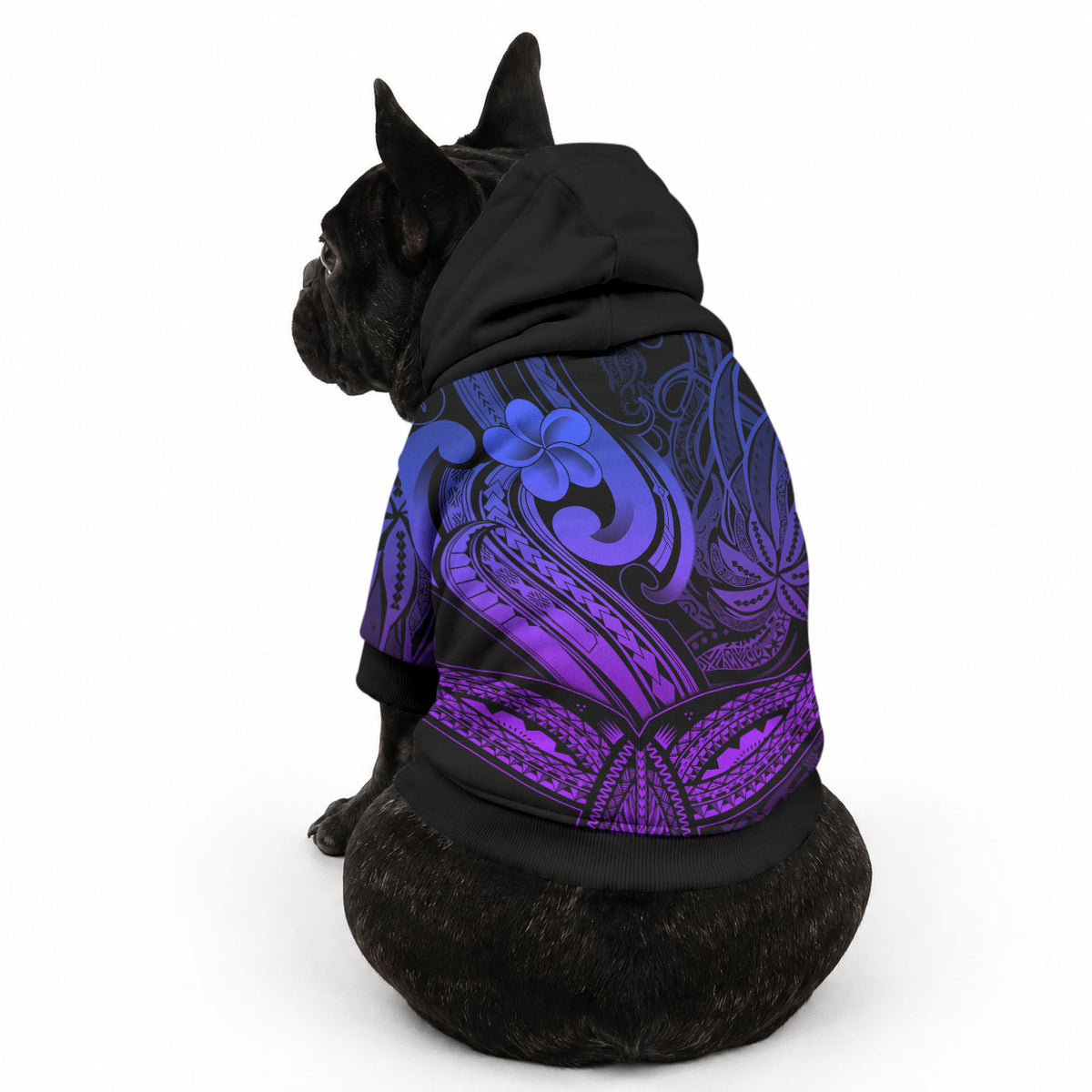 Whale Tale and Polynesian Sunset Plumeria Purple Pet Hoodie LT9 - Polynesian Pride