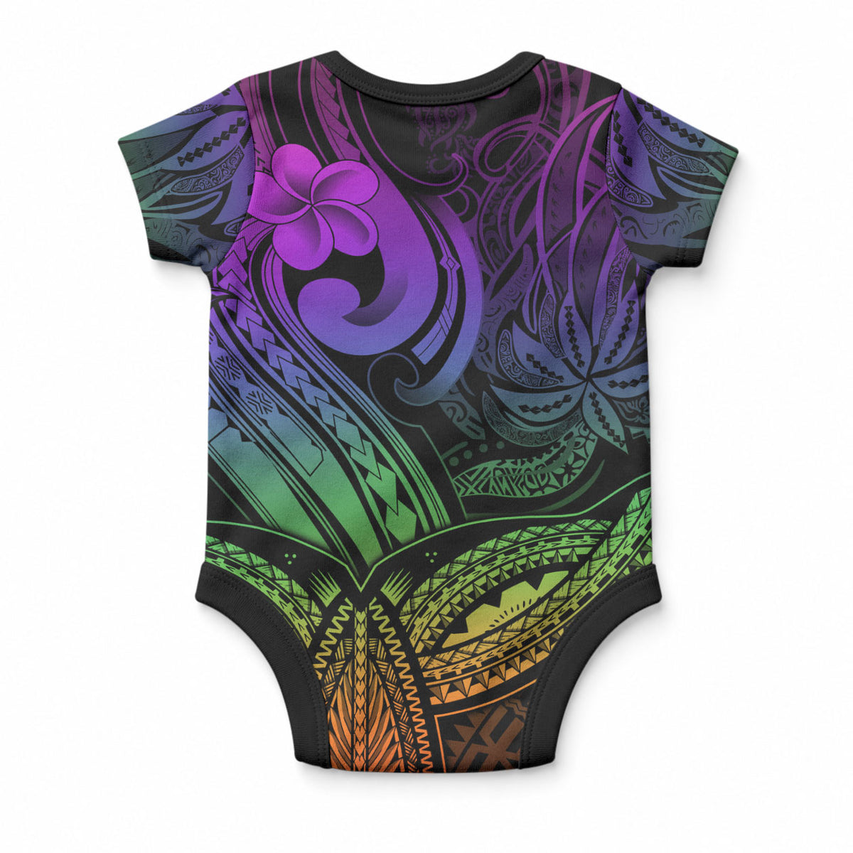 Whale Tale and Polynesian Sunset Plumeria Rainbow Baby Onesie LT9 - Polynesian Pride