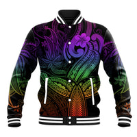 Polynesia Baseball Jacket Whale Tale and Polynesian Sunset Plumeria Rainbow LT9 Unisex Rainbow - Polynesian Pride