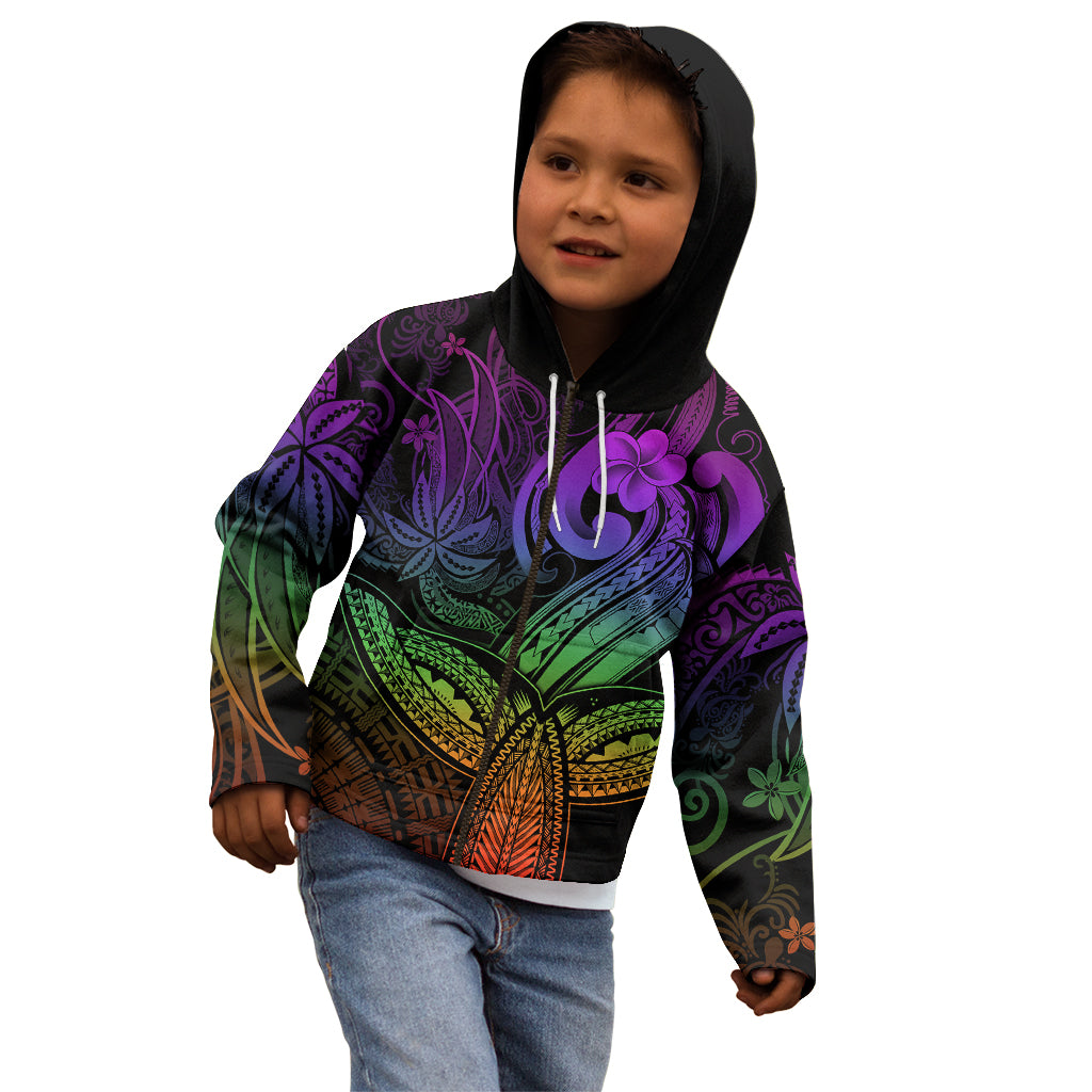 Polynesia Kid Hoodie Whale Tale and Polynesian Sunset Plumeria Rainbow LT9 - Polynesian Pride