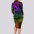 Polynesia Long Sleeve Bodycon Dress Whale Tale and Polynesian Sunset Plumeria Rainbow LT9 - Polynesian Pride