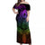 Polynesia Off Shoulder Maxi Dress Whale Tale and Polynesian Sunset Plumeria Rainbow LT9 Women Rainbow - Polynesian Pride