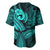 Polynesia Baseball Jersey Whale Tale and Polynesian Sunset Plumeria Turquoise LT9 - Polynesian Pride