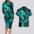 Polynesia Couples Matching Long Sleeve Bodycon Dress and Hawaiian Shirt Whale Tale and Polynesian Sunset Plumeria Turquoise LT9 - Polynesian Pride