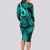 Polynesia Long Sleeve Bodycon Dress Whale Tale and Polynesian Sunset Plumeria Turquoise LT9 - Polynesian Pride