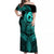 Polynesia Off Shoulder Maxi Dress Whale Tale and Polynesian Sunset Plumeria Turquoise LT9 Women Turquoise - Polynesian Pride