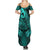 Polynesia Summer Maxi Dress Whale Tale and Polynesian Sunset Plumeria Turquoise LT9 - Polynesian Pride