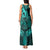 Polynesia Tank Maxi Dress Whale Tale and Polynesian Sunset Plumeria Turquoise LT9 - Polynesian Pride