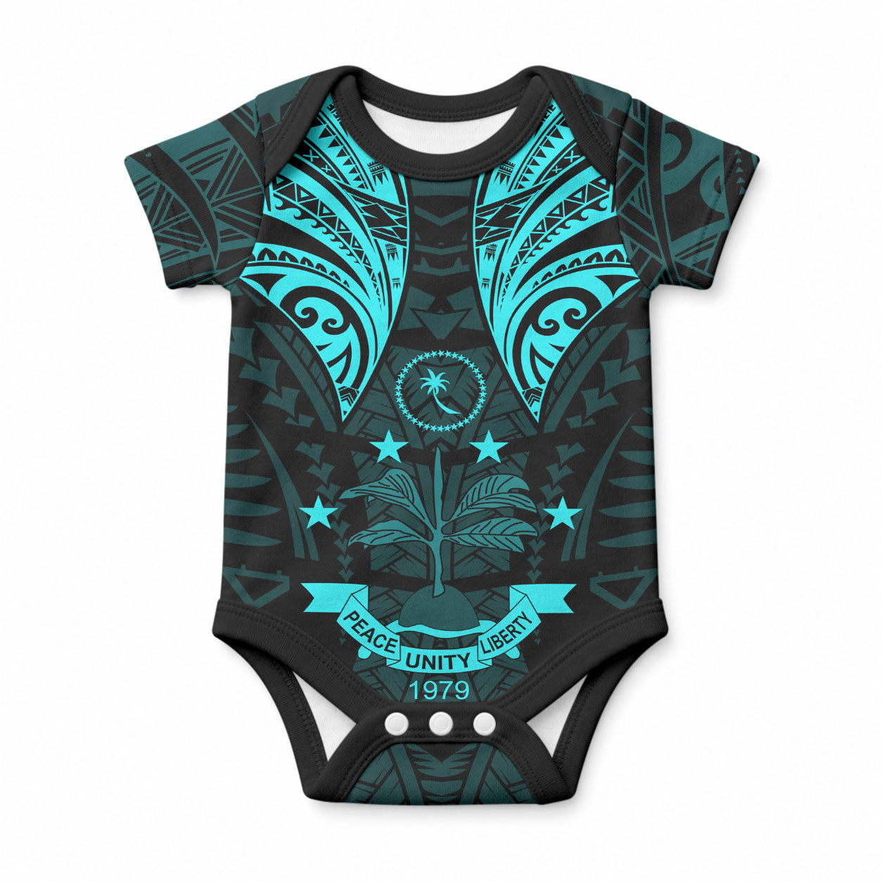 FSM Chuuk States Baby Onesie Micronesia Vintage Polynesian Tribal Aqua Version LT9 Aqua - Polynesian Pride