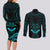 FSM Chuuk States Couples Matching Long Sleeve Bodycon Dress and Long Sleeve Button Shirts Micronesia Vintage Polynesian Tribal Aqua Version LT9 - Polynesian Pride