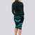 FSM Chuuk States Long Sleeve Bodycon Dress Micronesia Vintage Polynesian Tribal Aqua Version LT9 - Polynesian Pride