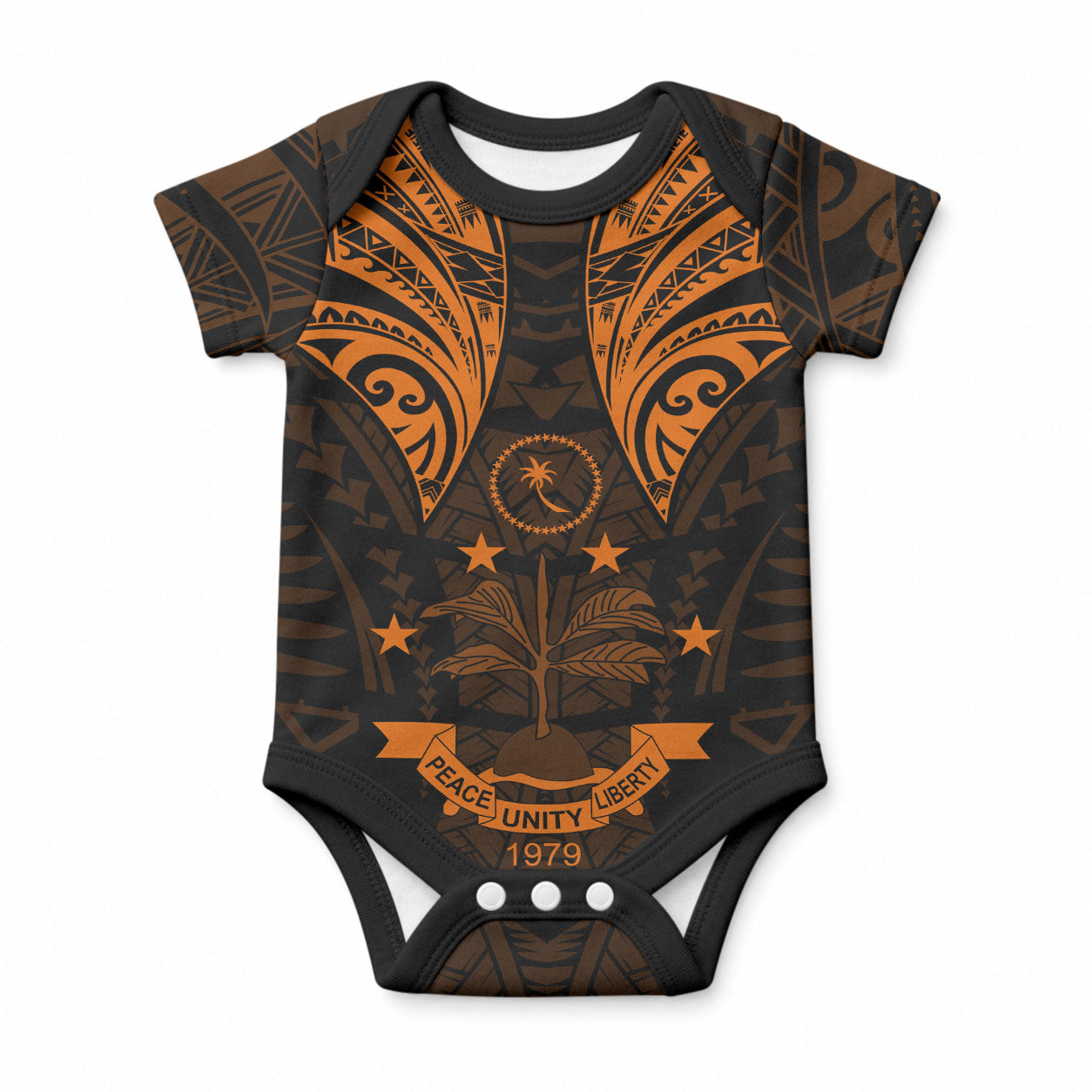 FSM Chuuk States Baby Onesie Micronesia Vintage Polynesian Tribal Gold Version LT9 Gold - Polynesian Pride