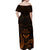 FSM Chuuk States Off Shoulder Maxi Dress Micronesia Vintage Polynesian Tribal Gold Version LT9 - Polynesian Pride