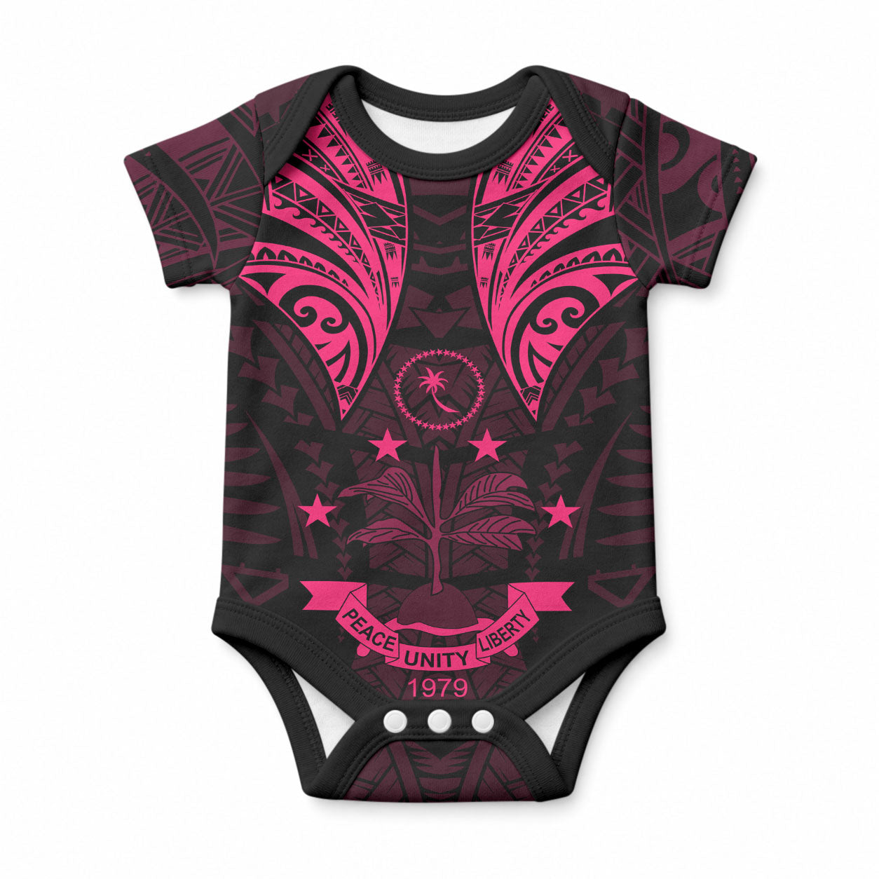 FSM Chuuk States Baby Onesie Micronesia Vintage Polynesian Tribal Pink Version LT9 Pink - Polynesian Pride