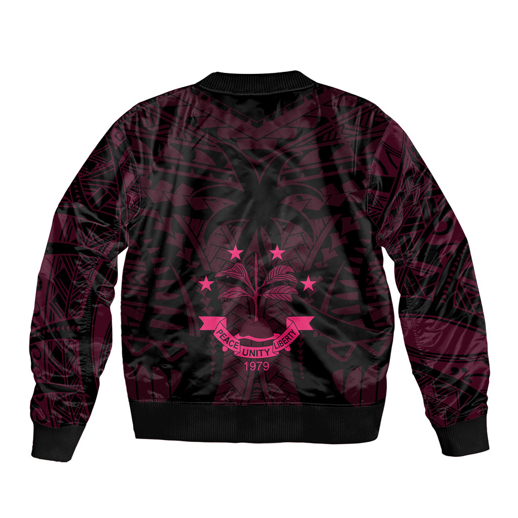 FSM Chuuk States Bomber Jacket Micronesia Vintage Polynesian Tribal Pink Version LT9 - Polynesian Pride