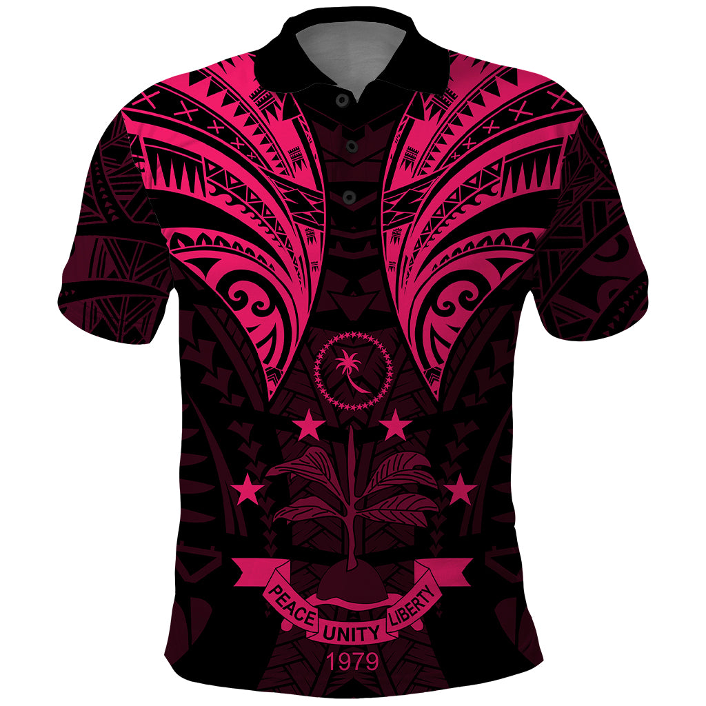 FSM Chuuk States Polo Shirt Micronesia Vintage Polynesian Tribal Pink Version LT9 Pink - Polynesian Pride