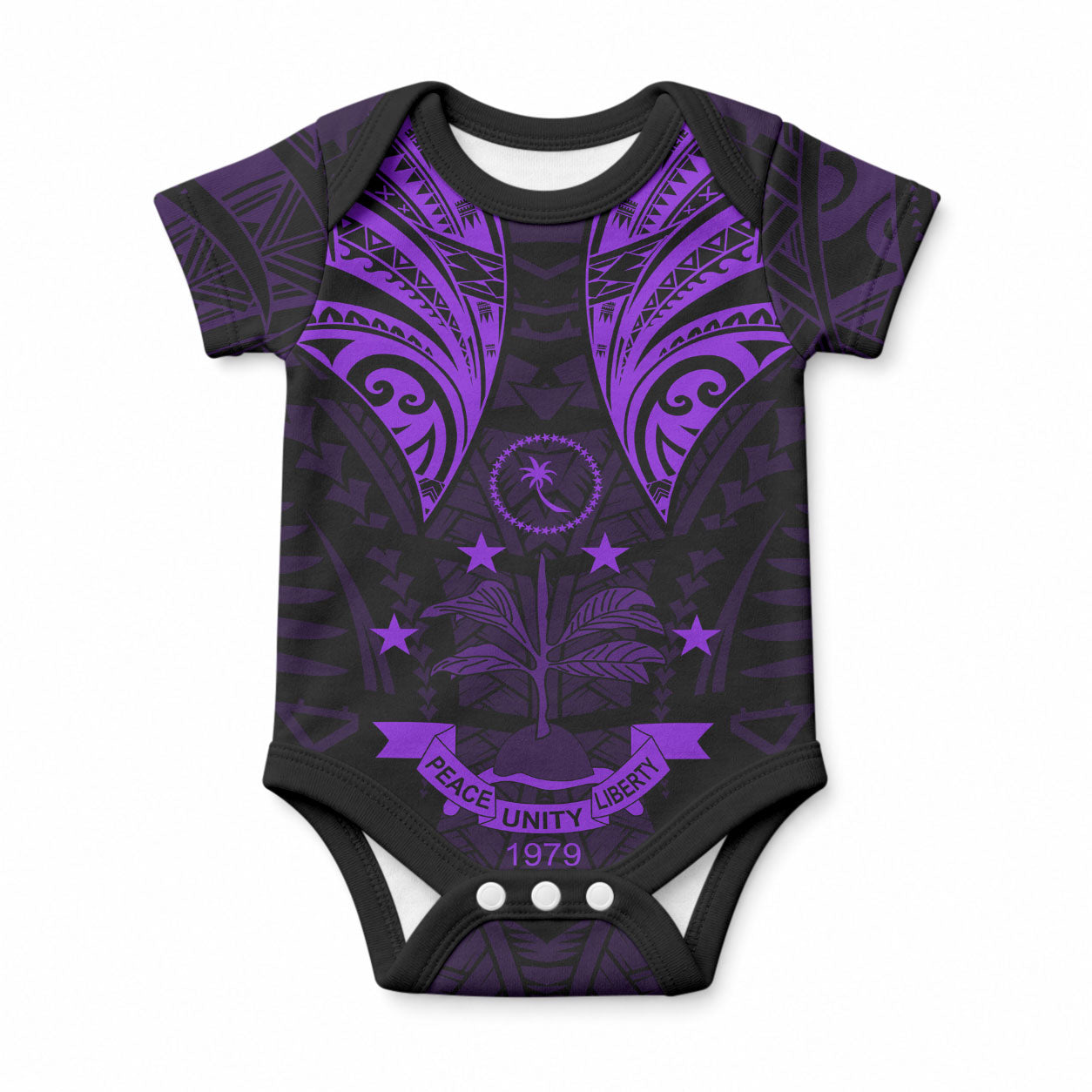 FSM Chuuk States Baby Onesie Micronesia Vintage Polynesian Tribal Purple Version LT9 Purple - Polynesian Pride