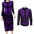 FSM Chuuk States Couples Matching Long Sleeve Bodycon Dress and Long Sleeve Button Shirts Micronesia Vintage Polynesian Tribal Purple Version LT9 Purple - Polynesian Pride