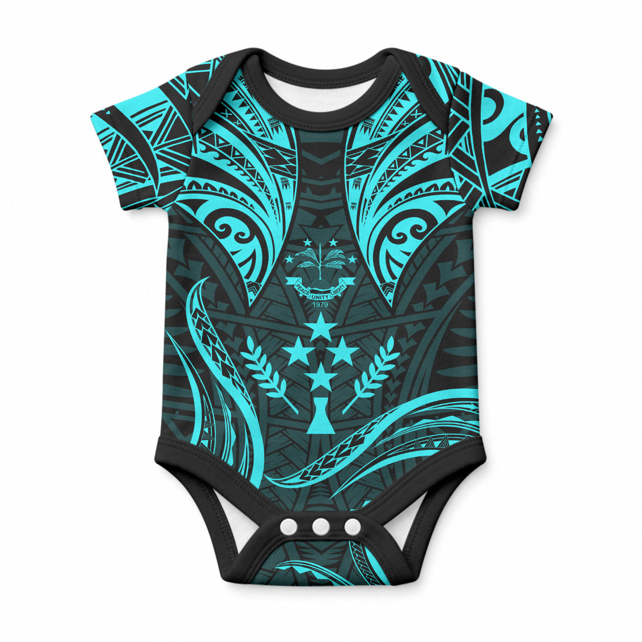 FSM Kosrae States Baby Onesie Micronesia Vintage Polynesian Tribal Aqua Version LT9 Aqua - Polynesian Pride