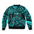 FSM Kosrae States Bomber Jacket Micronesia Vintage Polynesian Tribal Aqua Version LT9 - Polynesian Pride