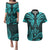 FSM Kosrae States Couples Matching Puletasi Dress and Hawaiian Shirt Micronesia Vintage Polynesian Tribal Aqua Version LT9 Aqua - Polynesian Pride