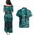 FSM Kosrae States Couples Matching Puletasi Dress and Hawaiian Shirt Micronesia Vintage Polynesian Tribal Aqua Version LT9 - Polynesian Pride