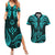 FSM Kosrae States Couples Matching Summer Maxi Dress and Hawaiian Shirt Micronesia Vintage Polynesian Tribal Aqua Version LT9 Aqua - Polynesian Pride