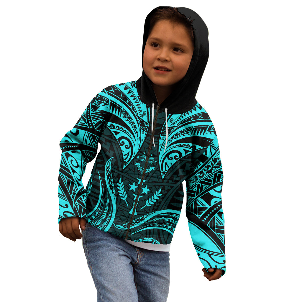 FSM Kosrae States Kid Hoodie Micronesia Vintage Polynesian Tribal Aqua Version LT9 - Polynesian Pride