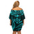 FSM Kosrae States Off Shoulder Short Dress Micronesia Vintage Polynesian Tribal Aqua Version LT9 - Polynesian Pride